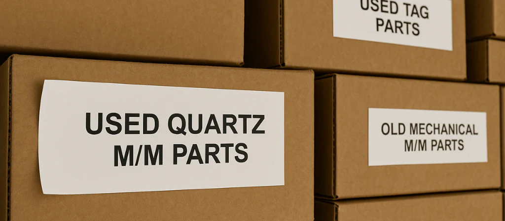 Failing industrial label peeling off a package