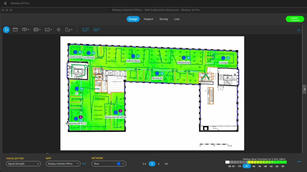 Wireless survey report heatmap and signal analysis blueprint